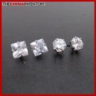 2 PAIRS STAINLESS STEEL CLEAR CZ STUD EARRINGS E4015D