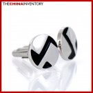 MEN'S STAINLESS STEEL GEOMETRY ROUND CUFFLINKS C1707