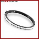 WOMEN STAINLESS STEEL CZ BLACK BANGLE BRACELETS B1511