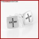 MEN'S STAINLESS STEEL CZ CROSS CUFFLINKS C1511B
