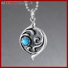 STAINLESS STEEL SOLAR SUN TURQUOISE PENDANT P0344C