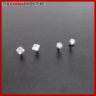 2 PAIRS STAINLESS STEEL CZ STUD EARRINGS E4015H