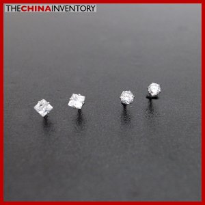 2 PAIRS STAINLESS STEEL CZ STUD EARRINGS E4015H