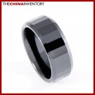 8MM SIZE 4 BLACK CERAMIC FACETED BAND RING R0906