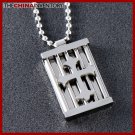 STAINLESS STEEL GOTHIC CROSS TAG PENDANT NECKLACE P0506