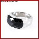 SIZE 10.5 STAINLESS STEEL BLACK AGATE BAND RING R0804B