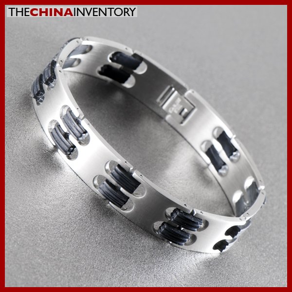 8 3 4 STAINLESS STEEL BLACK RUBBER BRACELET B1223   4e701894d37e6 224404b 