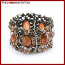 VICTORIAN STYLE IMITATE TOPAZ BRASS BANGLE BRACELET