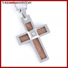 STAINLESS STEEL FILIGREE CROSS PENDANT NECKLACE P0351B