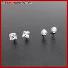 2 PAIRS STAINLESS STEEL CLEAR CZ STUD EARRINGS E4015H
