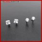 2 PAIRS STAINLESS STEEL CLEAR CZ STUD EARRINGS E4015H