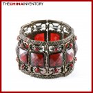 VICTORIAN STYLE BRASS RED CRYSTAL BANGLE BRACELET B0232