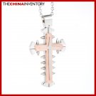 STAINLESS STEEL ROSE GOLD DOUBLE CROSS PENDANT P1615