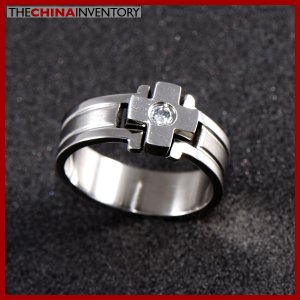 SIZE 8 STAINLESS STEEL CROSS RING R0405