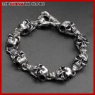 9"" MENS STAINLESS STEEL SKULL LINKS ROLO BRACELET B2110