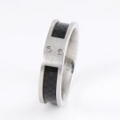 6MM SIZE 8 STAINLESS STEEL CARBON FIBER BAND RING R0712