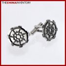 STAINLESS STEEL BLACK STEERING WHEELS CUFFLINKS C1402A