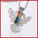 STAINLESS STEEL GAY LESBIAN CZ RAINBOW PENDANT P1407
