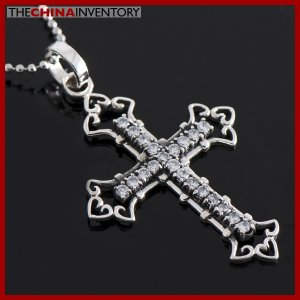 925 STERLING SILVER CZ GOTHIC CROSS PENDANT SIL1220B