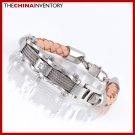 8"" STAINLESS STEEL WIRE KNIT LEATHER BRACELET B1202B
