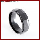 SIZE 7 BLACK CERAMIC FACETED WEDDING BAND RING R0903
