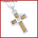 STAINLESS STEEL FILIGREE CROSS PENDANT NECKLACE P0351