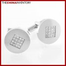 STAINLESS STEEL CZ CHECKER BOARD ROUND CUFFLINKS C1509