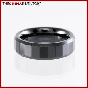 6MM SIZE 4.5 BLACK CERAMIC FACETED BAND RING R1405