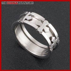 8MM SIZE 8 TWO IN ONE STAINLESS STEEL CROSS RINGS R0404