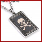 MEN'S BLACK STAINLESS STEEL SKULL TAG PENDANT P2201