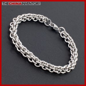 8MM 9"" STAINLESS STEEL DOUBLE RING LINK BRACELET B1809