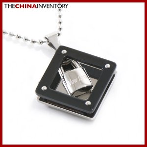 NEW STAINLESS STEEL TWO TONE LOCK PENDANT P1309A