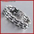 8"" STAINLESS STEEL BLACK RUBBER LINKS BRACELET B1112