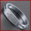 STAINLESS STEEL CZ CROSS CUFF BANGLE BRACELET B0718