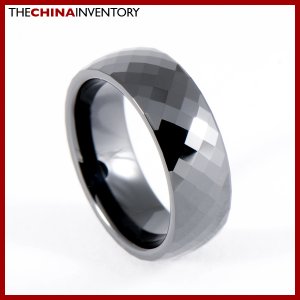 7MM SIZE 9 BLACK CERAMIC FACET BAND RING FOR MEN R0904