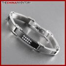 8 1/2"" STAINLESS STEEL CZ FILIGREE ROPE BRACELET B1407