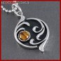 STAINLESS STEEL TIGERS EYE PENDANT NECKLACE P0344