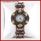 BRONZE TONE SIMULATE PEARL CRYSTAL BRACELET WATCH