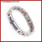 DESIGNER STAINLESS STEEL ELECTROPLATED CROSS BRACELET