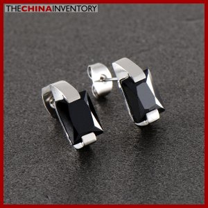MEN'S CZ RECTANGULAR STUD PIERCED EARRINGS E0503