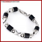 8.5"" STAINLESS STEEL CYLINDRICAL RUBBER BRACELET B0704B