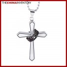 STAINLESS STEEL CROSS WITH RING PENDANT NECKLACE P0323A
