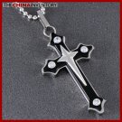 UNIQUE BLACK STAINLESS STEEL CZ CROSS PENDANT P0714