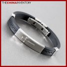 STAINLESS STEEL BLACK RUBBER CUFF BRACELET B1131