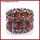 VICTORIAN STYLE BRASS RUBY CRYSTAL BANGLE BRACELET