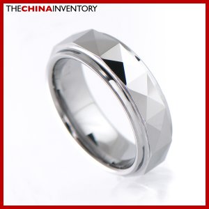 7MM SIZE 9 FACETED TUNGSTEN CARBIDE BAND RING R0907