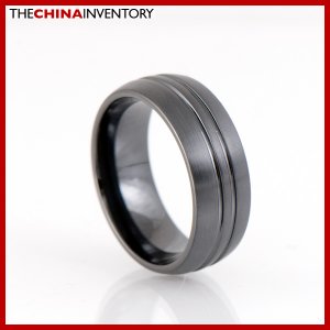 MEN'S 8MM SIZE 12 BLACK CERAMIC WEDDING BAND RING R1702