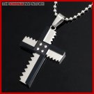 MENS STAINLESS STEEL ZIGZAG CZ CROSS PENDANT P3904