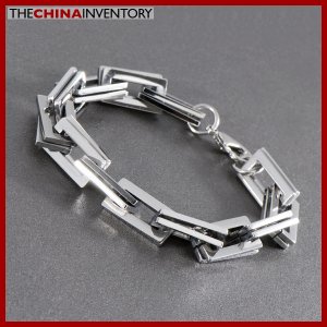 8 1/2"" STAINLESS STEEL RECTANGULAR LINKS BRACELET B1002