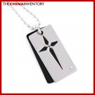 STAINLESS STEEL CROSS PATTERN DOG TAG PENDANT P0310